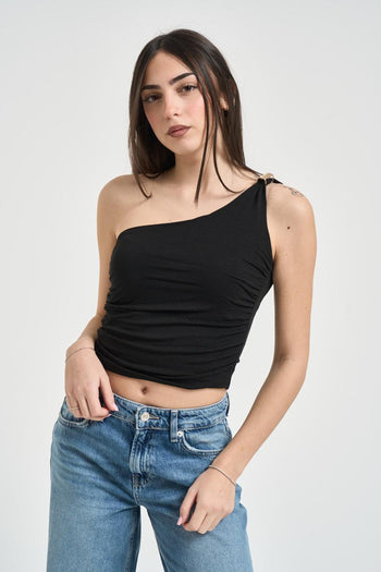 Top donna monospalla nero - 3