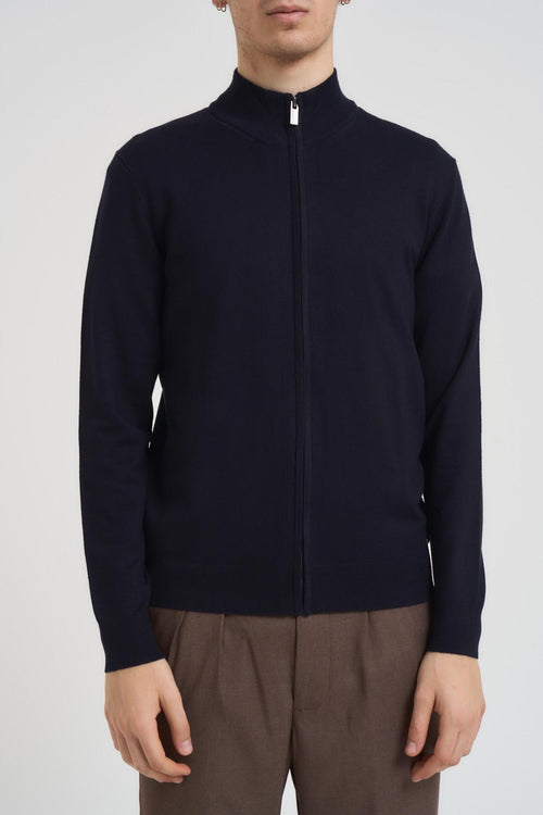 Maglia uomo con zip blu