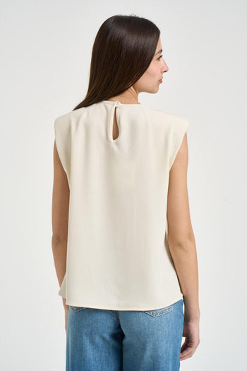 Blusa donna drappeggiata avorio - 3