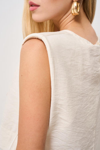 Top donna avorio con laccetti - 5