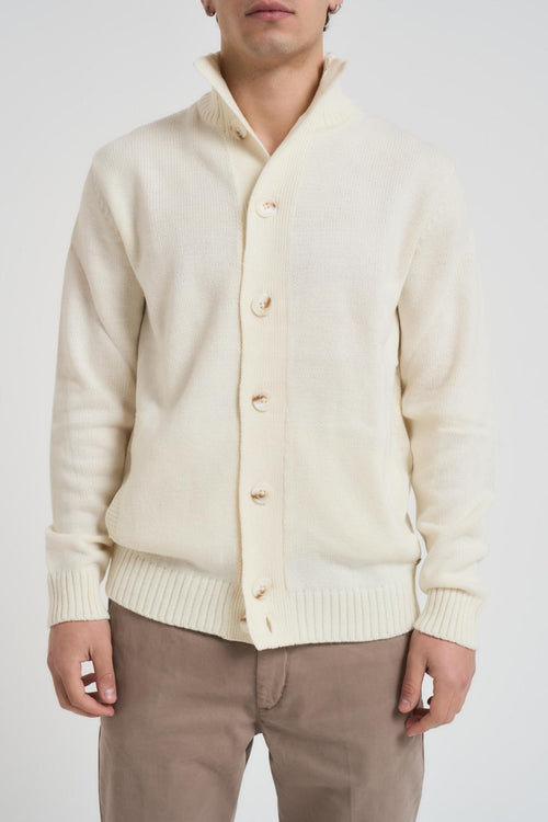 Cardigan uomo con bottoni latte