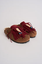 Sabot donna in suede marrone con frange DANDARA NATIVECASTAGNA LAGOA 