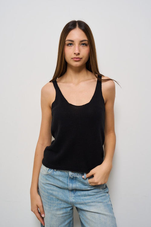 Top donna in maglia nero