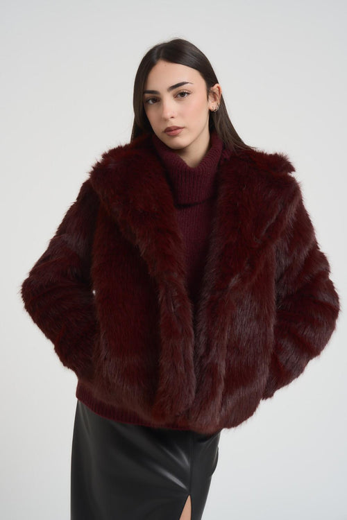 Ecopelliccia donna corta marrone - 2