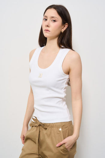 Top donna a costine bianco - 3