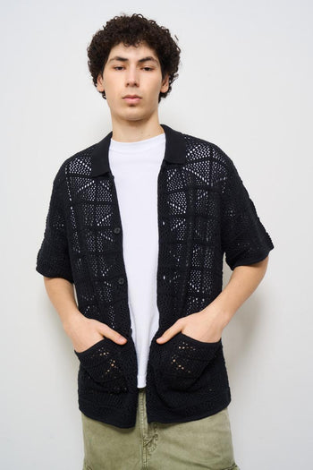 Camicia uomo in maglia nera - 4