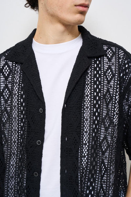 Camicia uomo traforata nera - 2