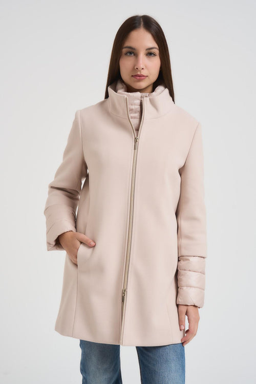 Cappotto donna con pettorina staccabile beige