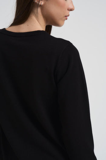 Maglia donna girocollo nera con strass - 6