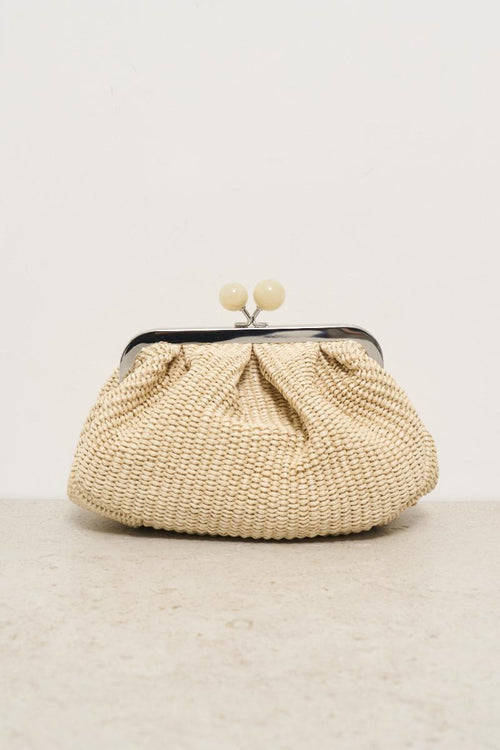 Women's clutch bag with braided shoulder strap milk