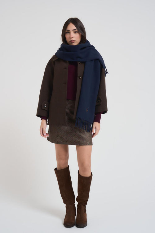 Sciarpa donna con frange blu