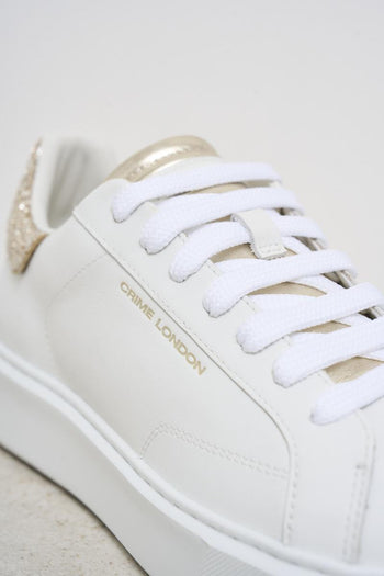 Women's leather sneakers with gold rhinestones - 4