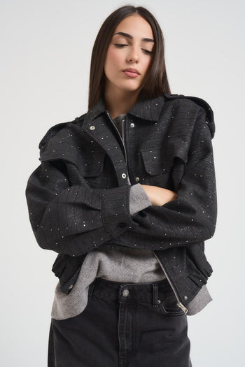 Bomber donna lurex antracite - 3
