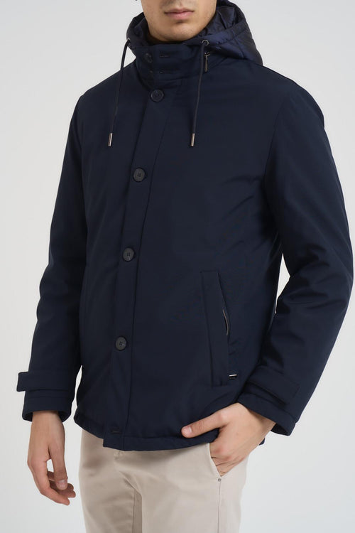 Giubbotto uomo con cappuccio blu notte