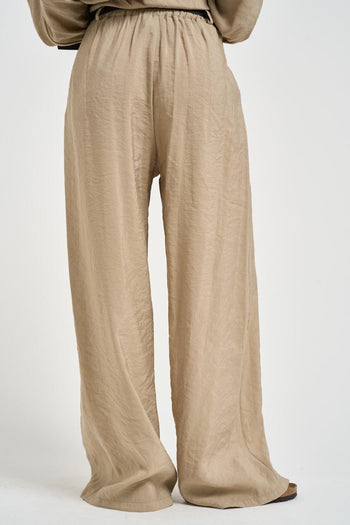 Pantalone donna gamba ampia sabbia - 3