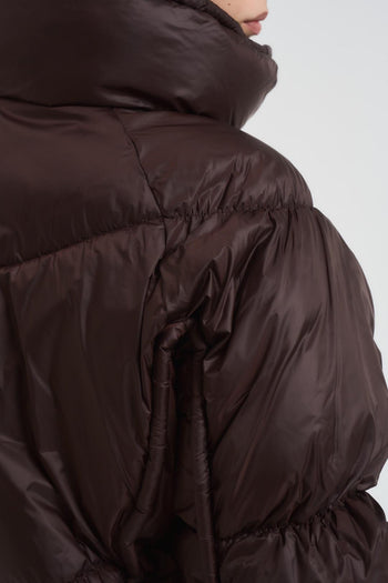 Piumino donna collo alto marrone - 5