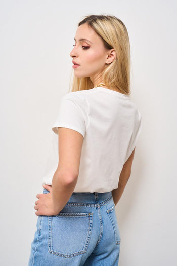 T-shirt donna girocollo bianca - 4