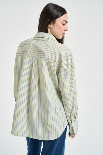 Camicia donna a righe verde - 4