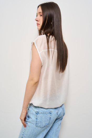 T-shirt donna scollo a barca bianco - 3