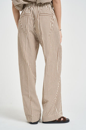 Pantalone donna a righe marrone - 3