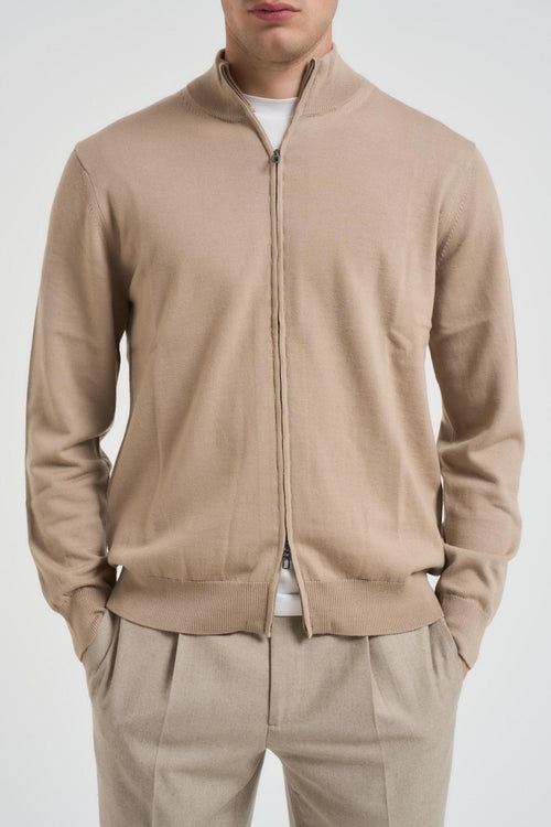 Maglia uomo con zip beige