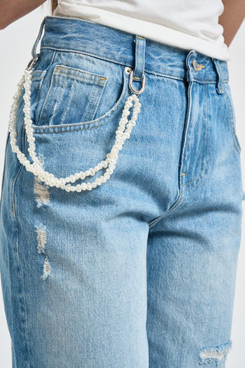 Bermuda donna con strappi in denim - 3