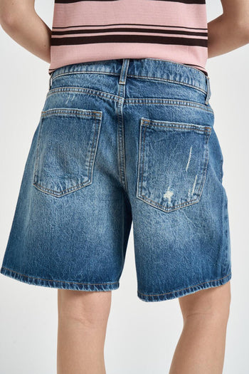 Bermuda donna in denim rotture - 5