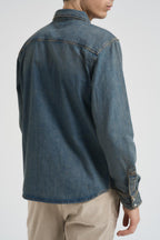 Camicia uomo in denim scuro 12283751 BLU DENIM JACK & JONES 