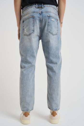 Jeans uomo Yellowstone in denim chiaro con rotture - 3