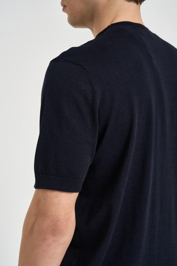 T-shirt uomo in maglia blu notte - 4