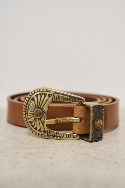 Women's camel leather belt - 2