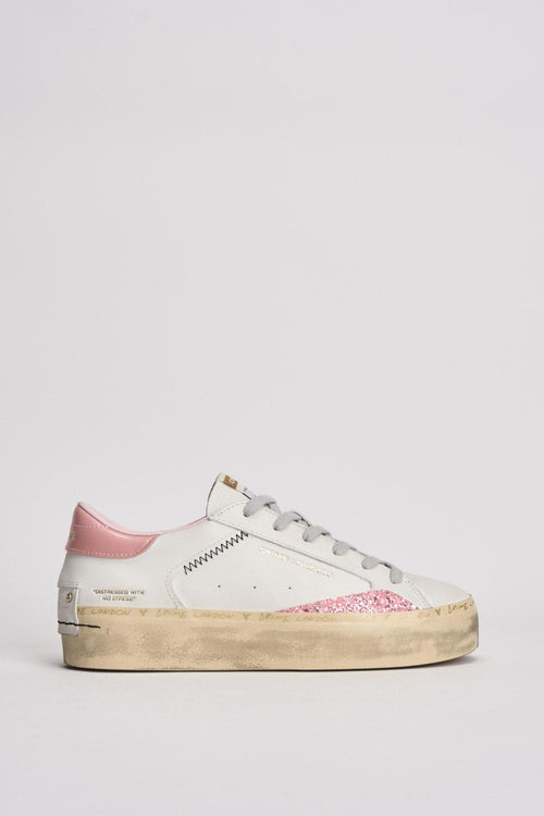 Sneakers donna bianche e glitter rosa