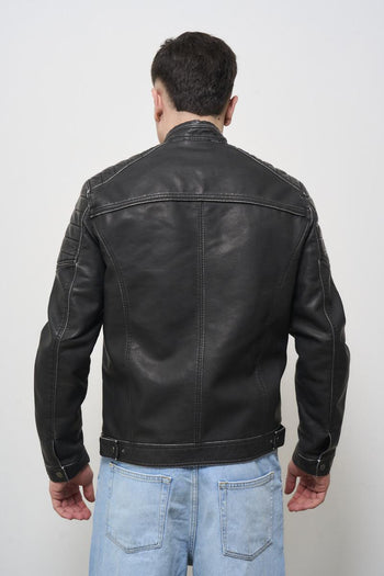Giubbotto uomo biker nero - 3