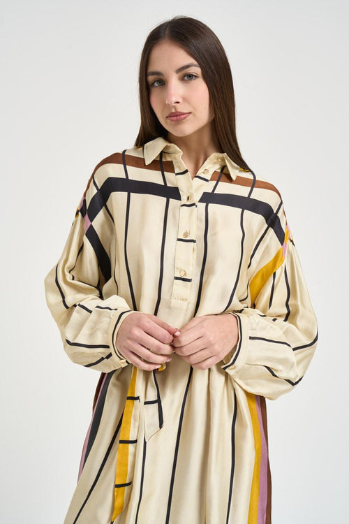 Abito midi donna con stampa geometrica multicolor - 2