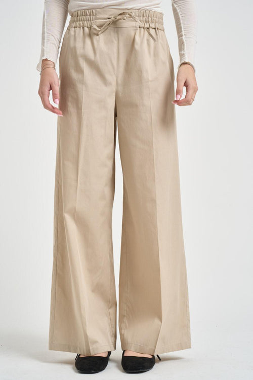 Pantalone donna a palazzo beige