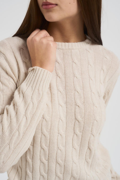 Maglia donna a trecce beige - 2