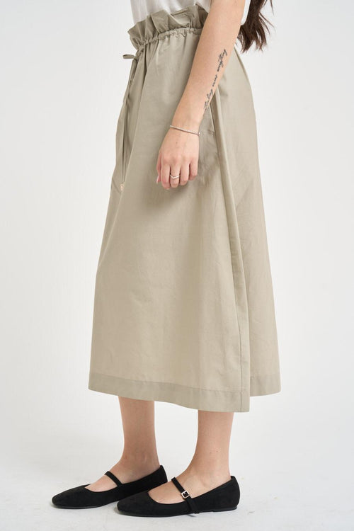 Gonna donna midi in cotone salvia - 2