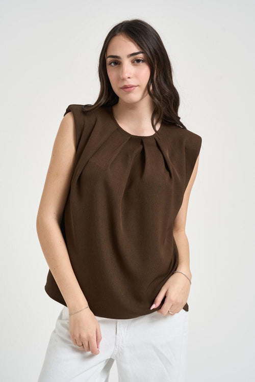 Blusa donna drappeggiata moro