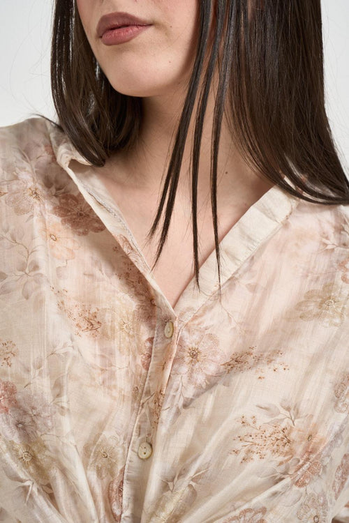 Camicia donna fantasia floreale beige - 2