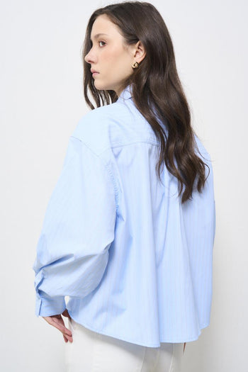 Camicia donna celeste - 4
