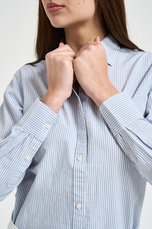 Camicia donna a righe celeste e bianca - 2