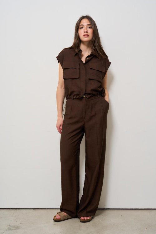 Gilet donna a camicia marrone