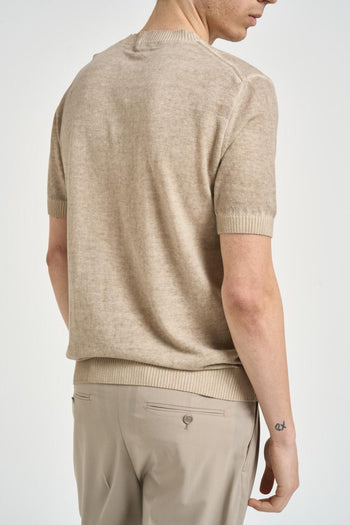 T-shirt uomo in maglia beige - 4