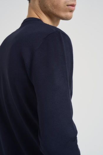 Maglia uomo girocollo a treccia blu - 5