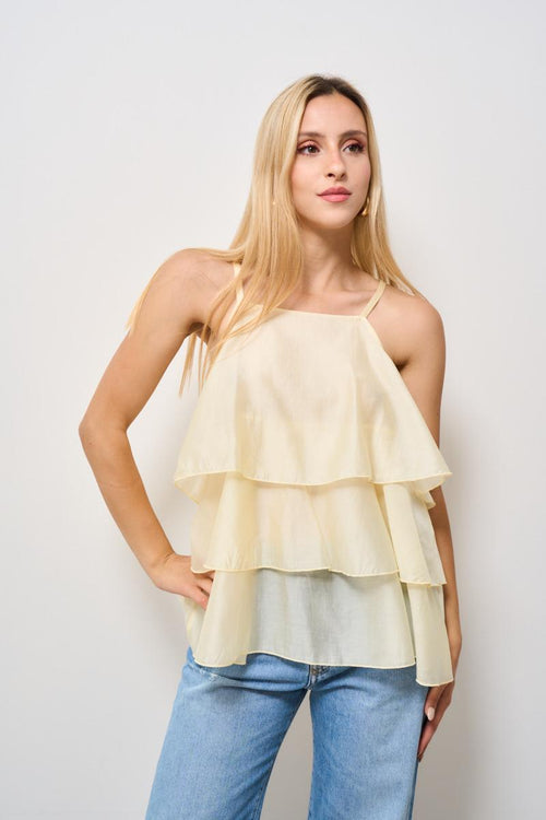 Top donna balze giallo pastello