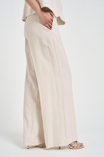 Pantalone donna a palazzo panna - 5