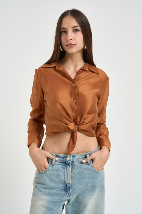 Camicia donna satinata coccio