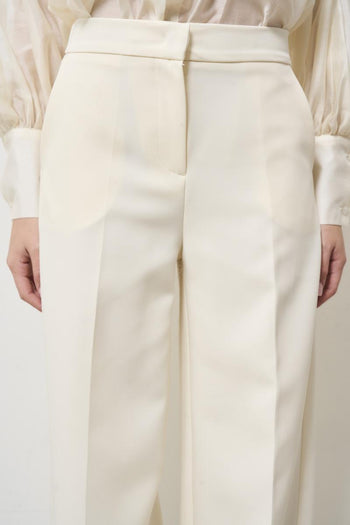 Women's cream palazzo trousers - 3