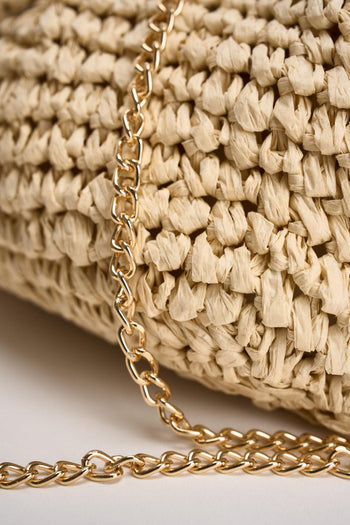 Borsa donna in rafia intrecciata beige - 4