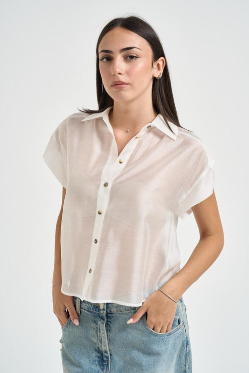 Camicia donna semitrasparente bianca